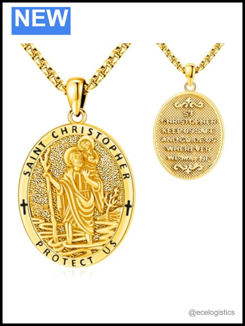 Patron Saint Necklace Sterling Silver with Gold Plated Finish